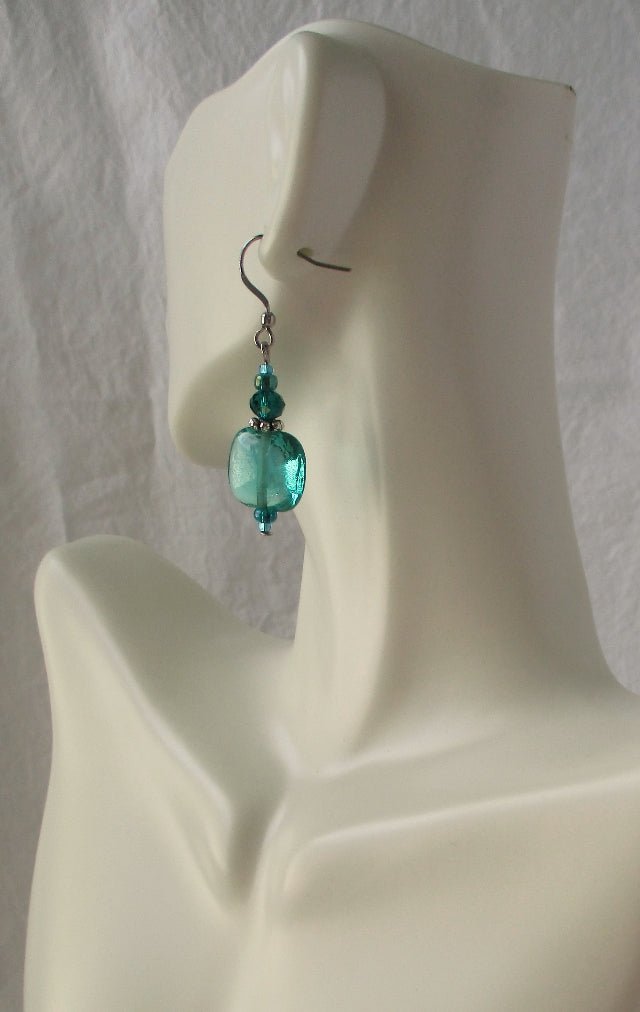 ocean green square earrings juicybeads jewelry