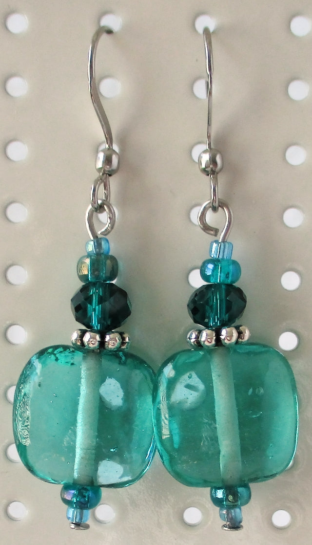 ocean green square earrings juicybeads jewelry