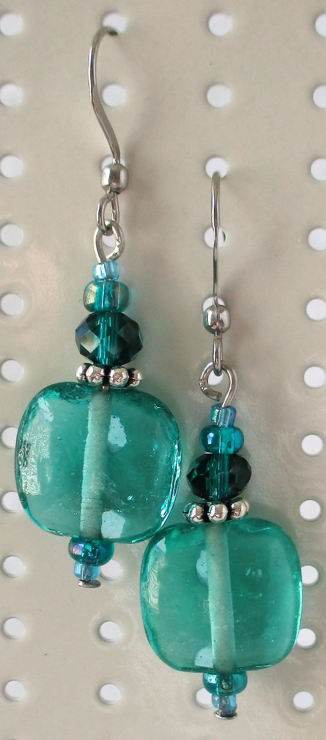 ocean green square earrings juicybeads jewelry