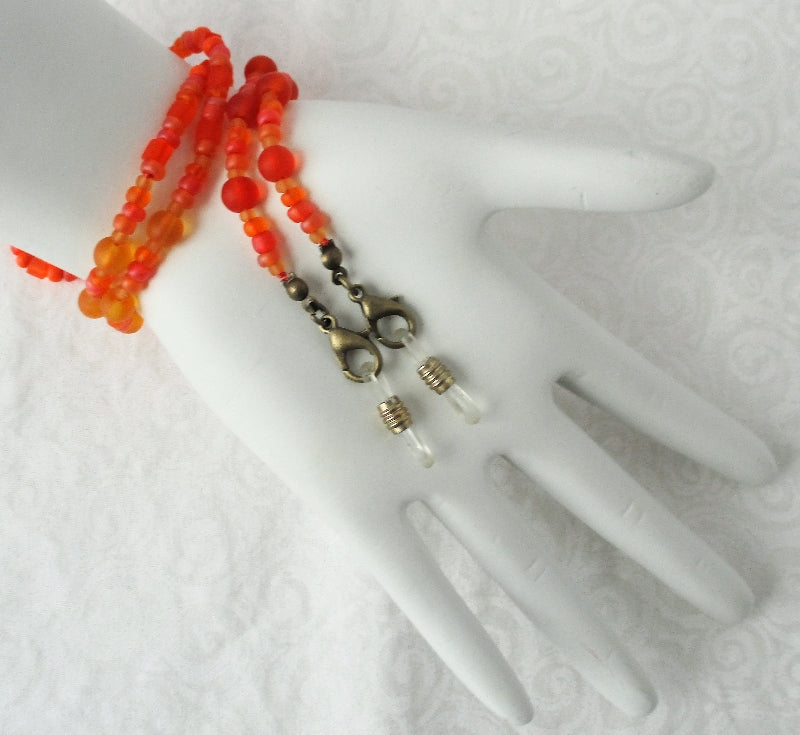 Orange Mix Beaded Eyeglass Chain - juicybeads jewelry