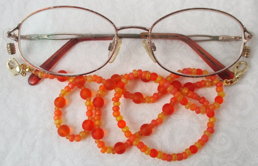 Orange Yellow Beaded Eyeglass Chain - Juicybeads Jewelry
