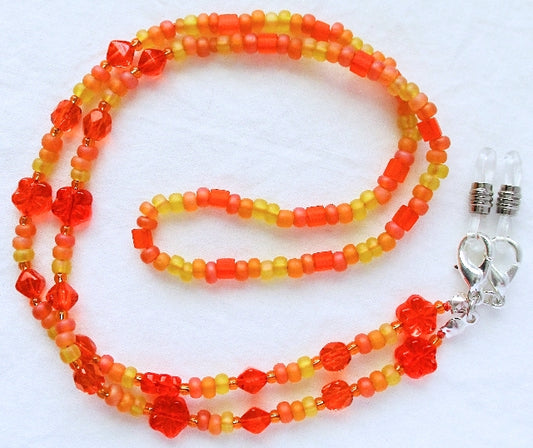 Orange Flower Beaded Eyeglass Chain - Juicybeads Jewelry