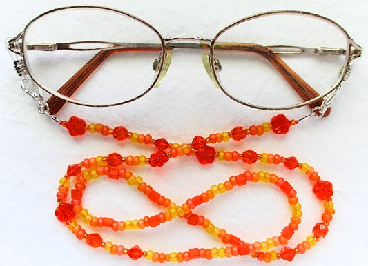 Orange Flower Beaded Eyeglass Chain - Juicybeads Jewelry