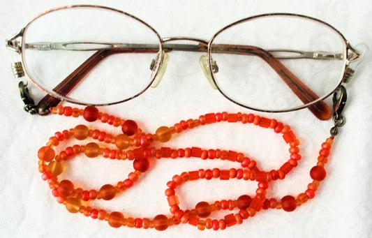Orange Mix Beaded Eyeglass Chain - juicybeads jewelry