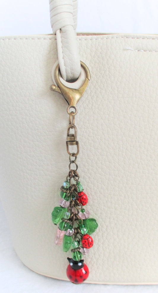 Pink Flower Beaded Purse Charm - Juicybeads Jewelry