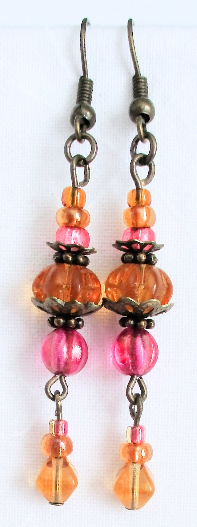 Pink & Brown Drop Earrings - Juicybeads Jewelry