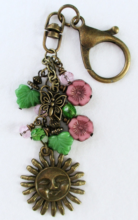 Pink Floral Beaded Purse Charm - Juicybeads Jewelry
