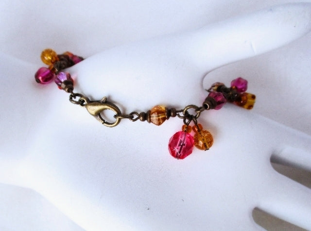 Pink Yellow Cluster Bracelet - Juicybeads Jewelry