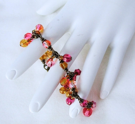 Pink Yellow Cluster Bracelet - Juicybeads Jewelry