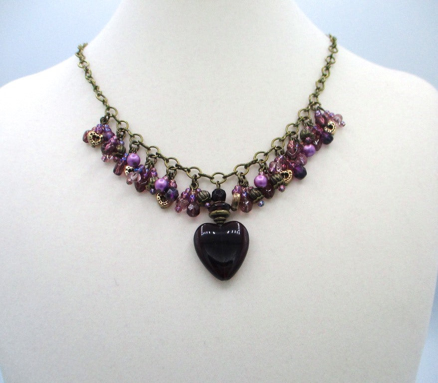 Purple Beaded Charm Necklace - Juicybeads Jewelry