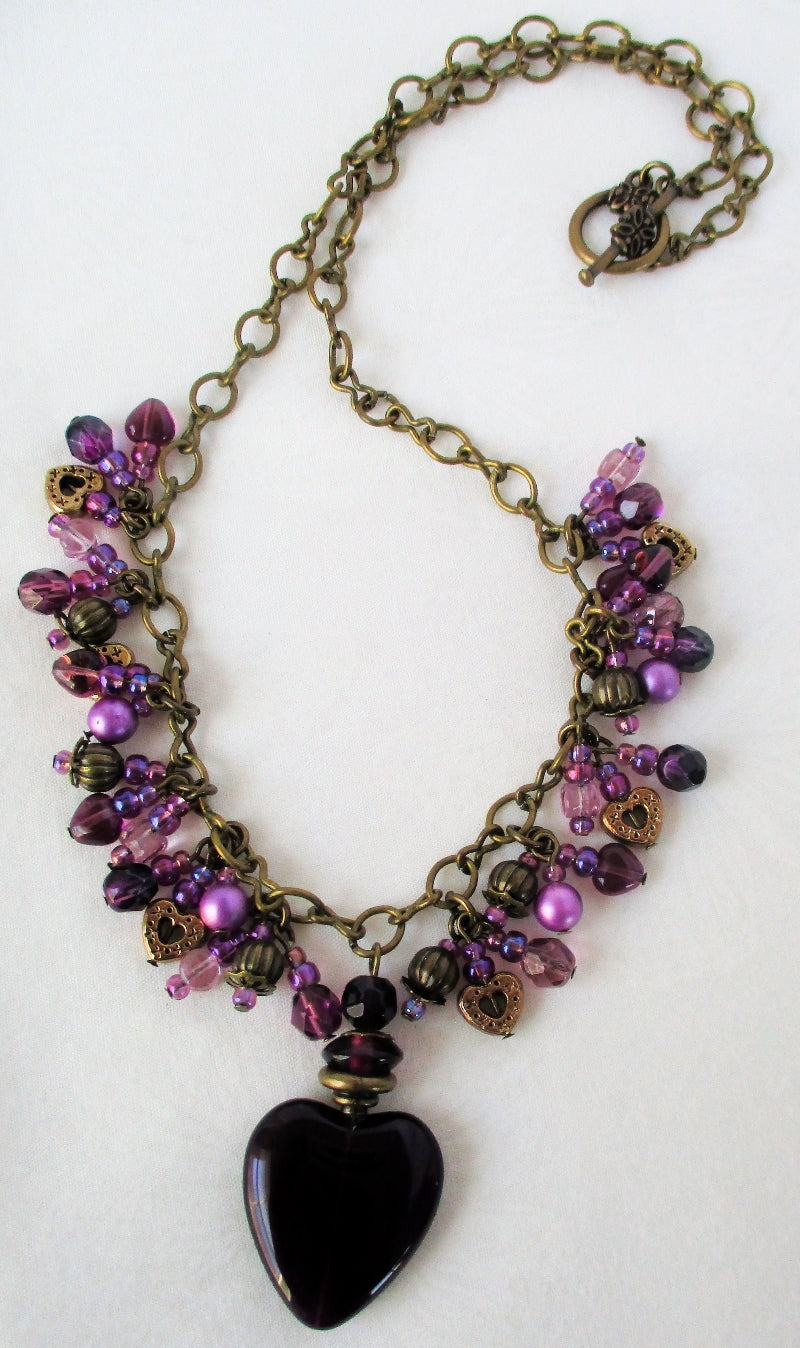 Purple Beaded Charm Necklace - Juicybeads Jewelry