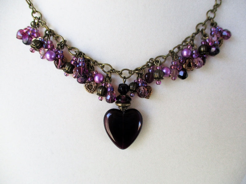 Purple Beaded Charm Necklace - Juicybeads Jewelry