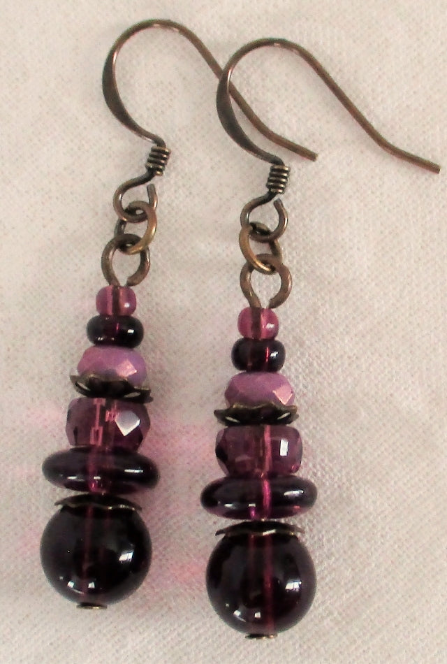 purple drop earrings - Juicybeads Jewelry