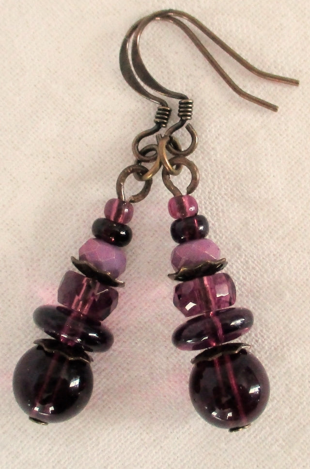 purple drop earrings - Juicybeads Jewelry