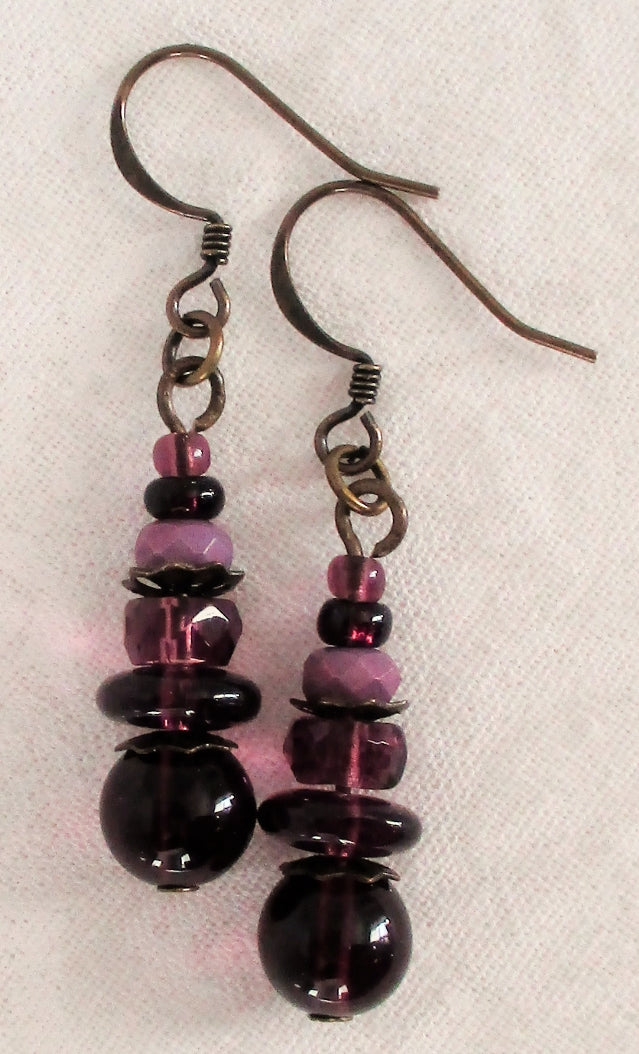purple drop earrings - Juicybeads Jewelry