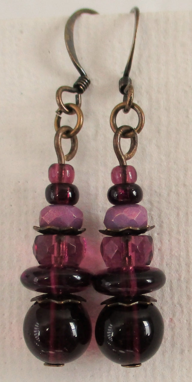 purple drop earrings - Juicybeads Jewelry