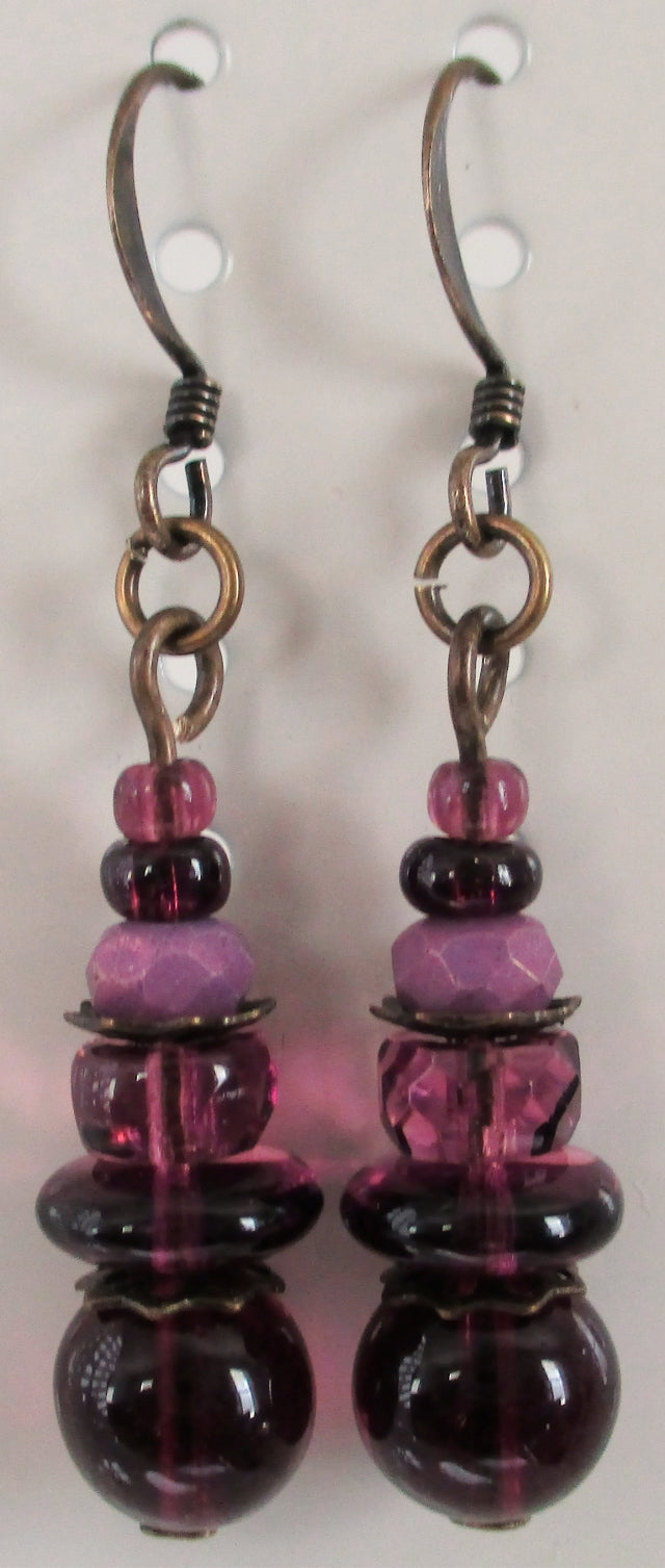 purple drop earrings - Juicybeads Jewelry