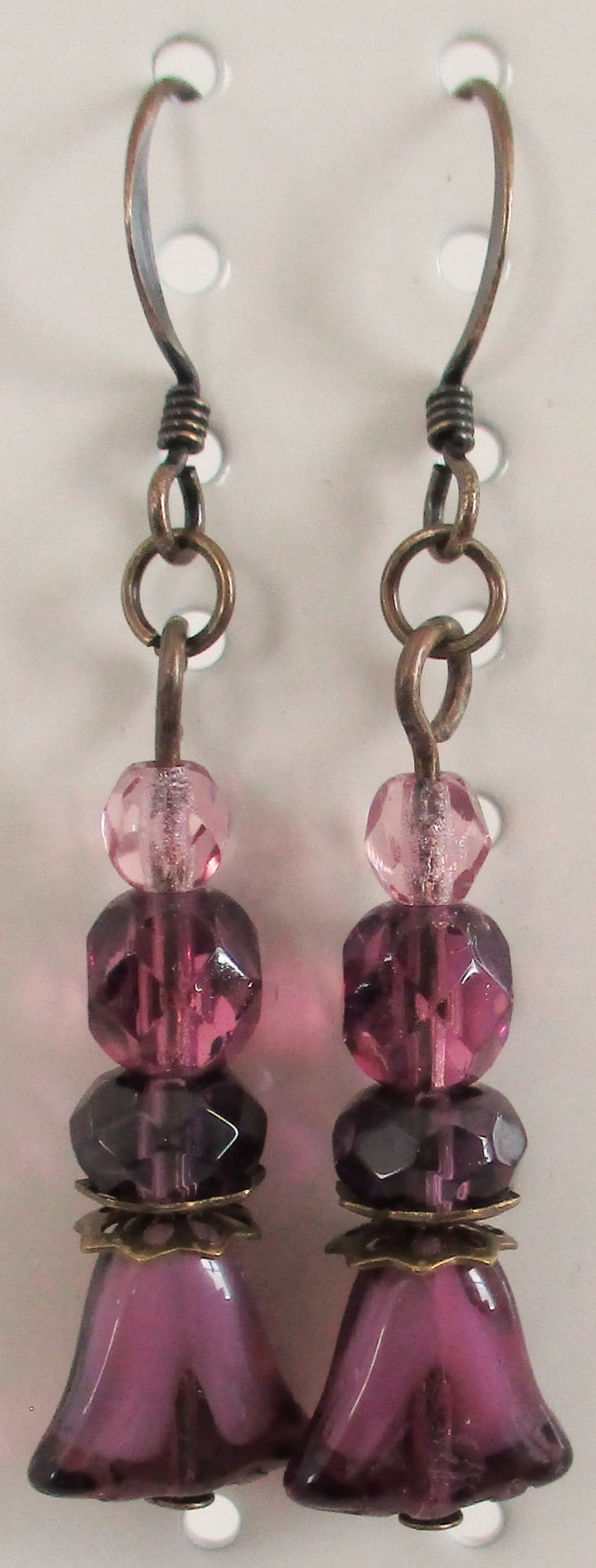 purple flower drop earrings - Juicybeads Jewelry