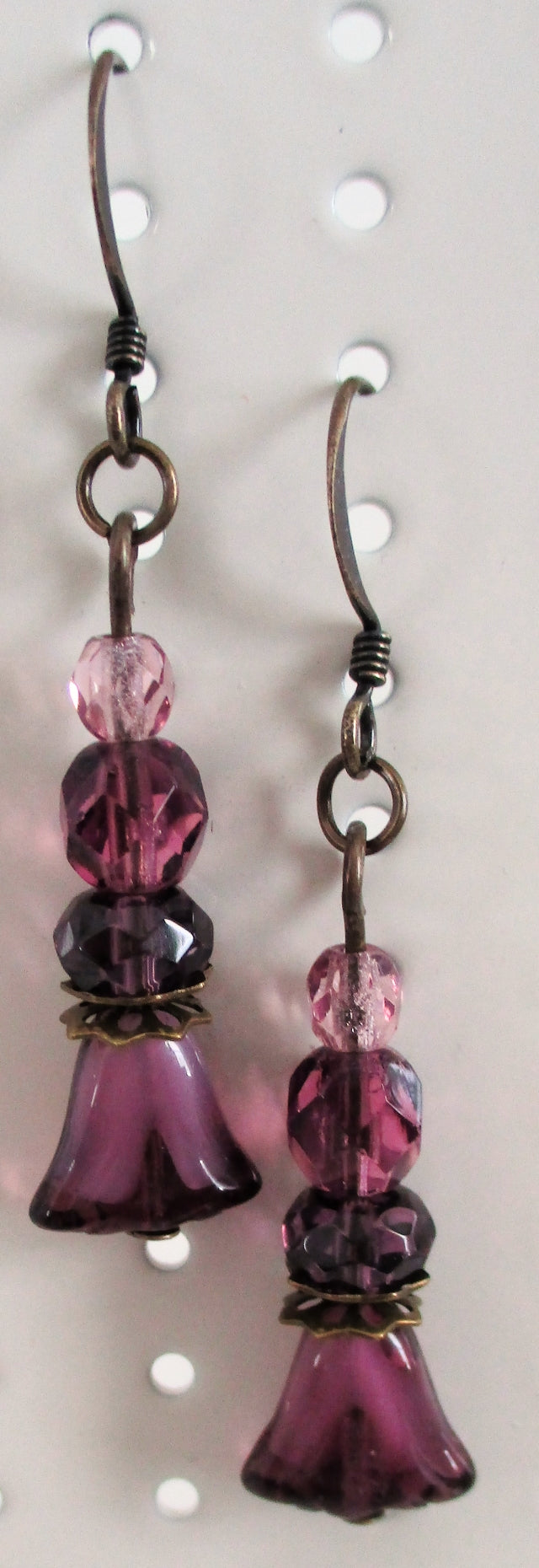 purple flower drop earrings - Juicybeads Jewelry