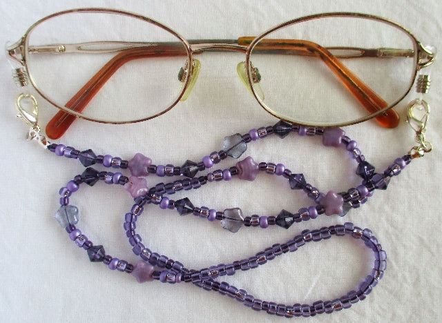 Purple Mix Beaded Eyeglass Chain - juicybeads jewelry