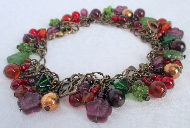 Purple Flower Beaded Cluster Bracelet - Juicybeads Jewelry