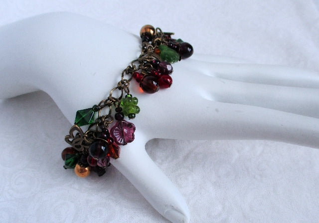 Purple Flower Beaded Cluster Bracelet - Juicybeads Jewelry