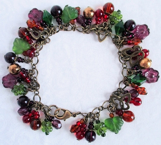 Purple Flower Cluster Bracelet - Juicybeads Jewelry