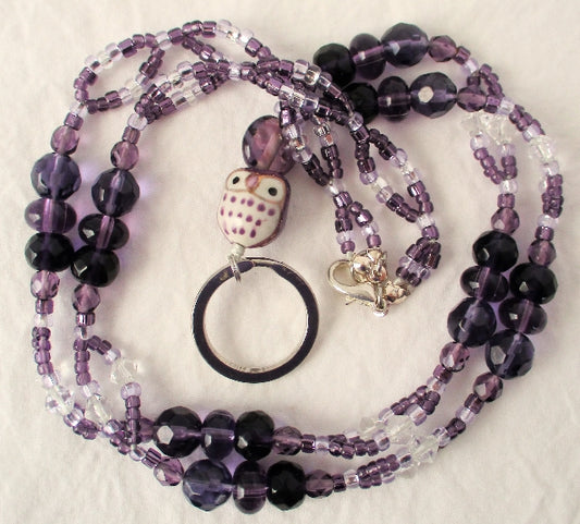 Purple & White Beaded Lanyard - juicybeads jewelry