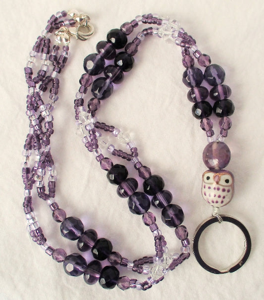 Purple & White Beaded Lanyard - juicybeads jewelry
