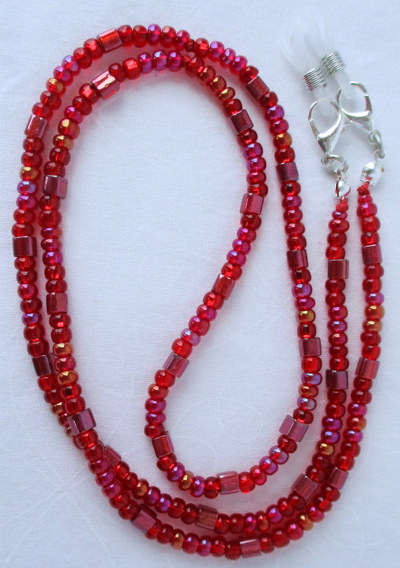 Red AB Beaded Eyeglass Chain - Juicybeads Jewelry