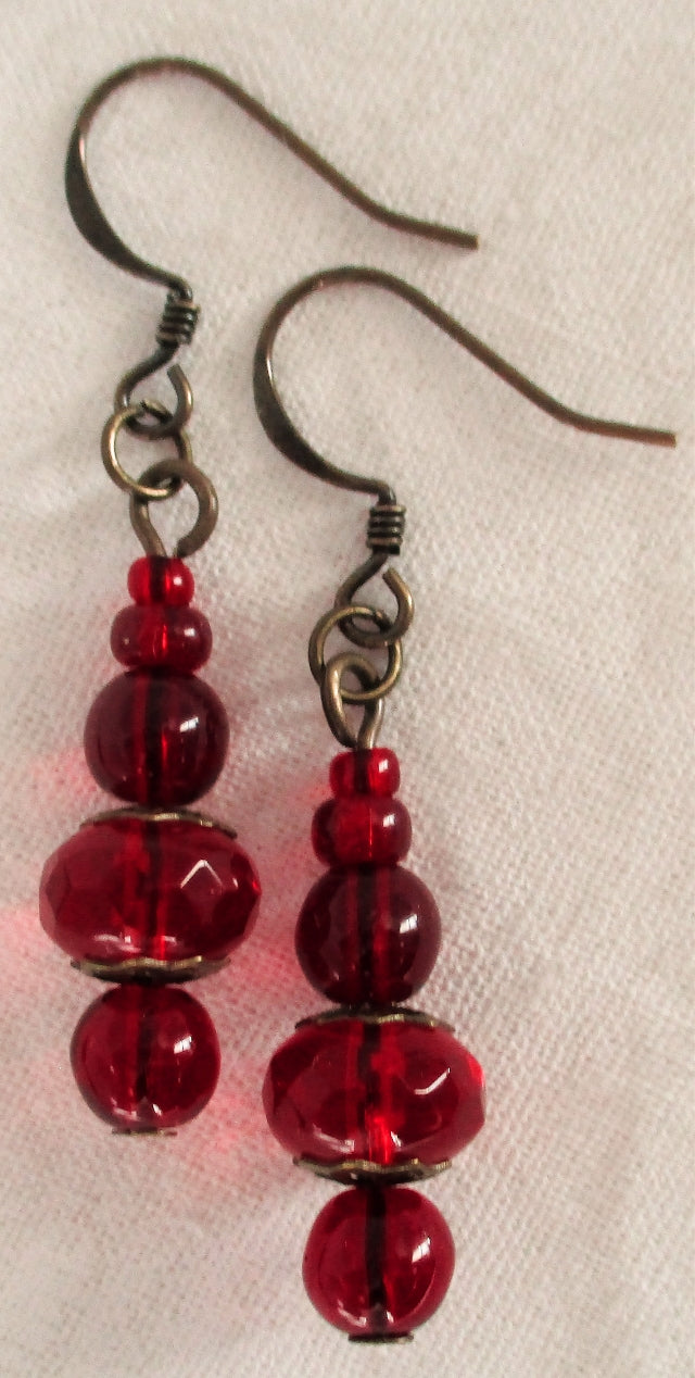 Red Drop Earrings - Juicybeads Jewelry
