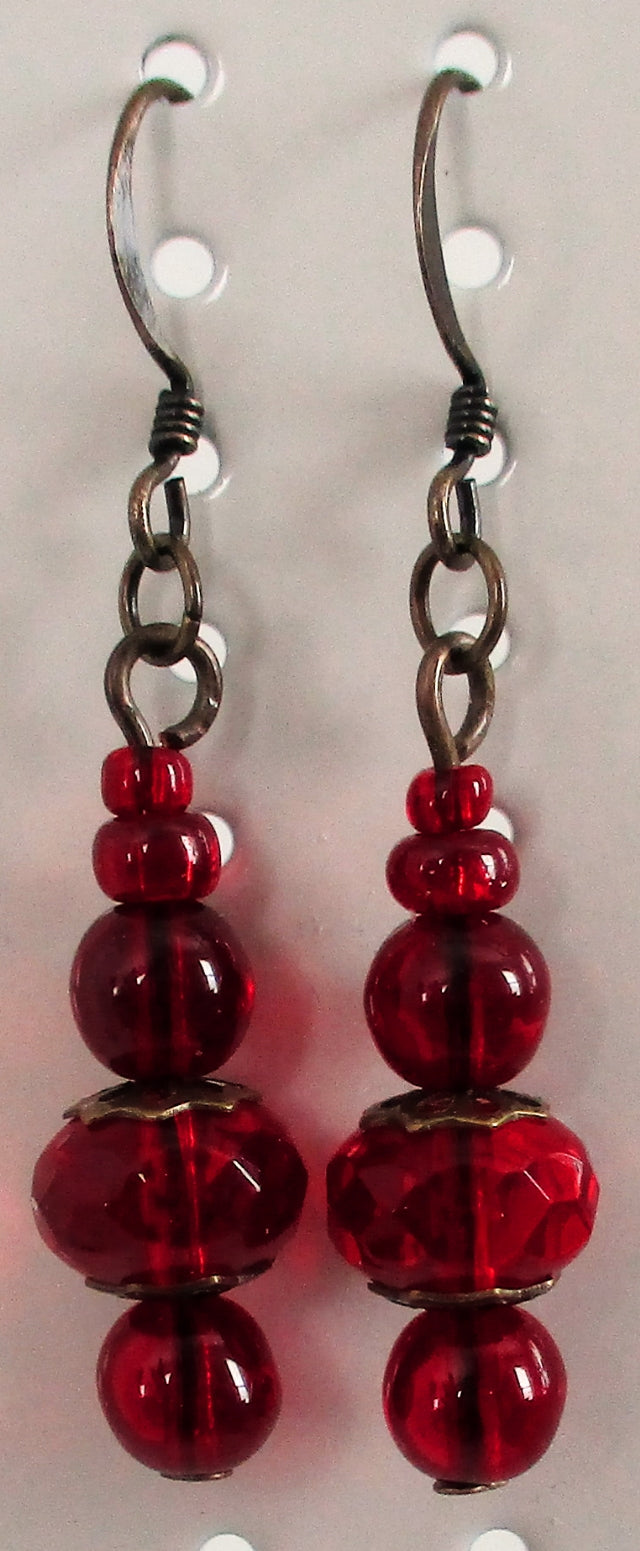 Red Drop Earrings - Juicybeads Jewelry