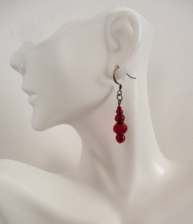 Red Drop Earrings - Juicybeads Jewelry
