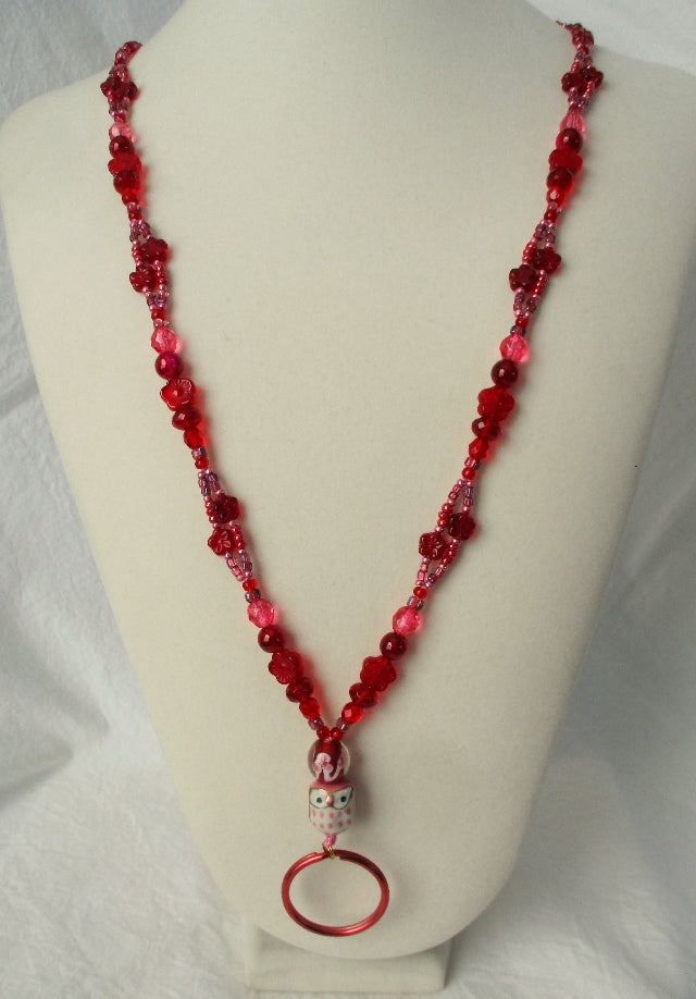 Red Flower Beaded Lanyard - Juicybeads Jewelry