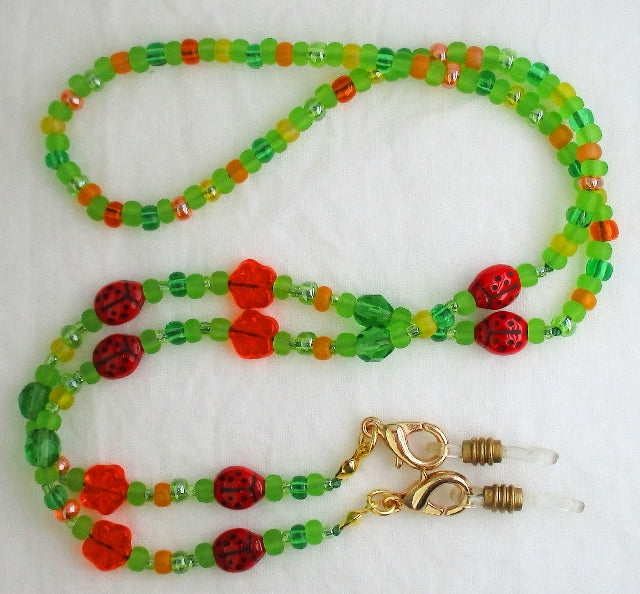 Red Ladybug Beaded Eyeglass Chain - juicybeads jewelry