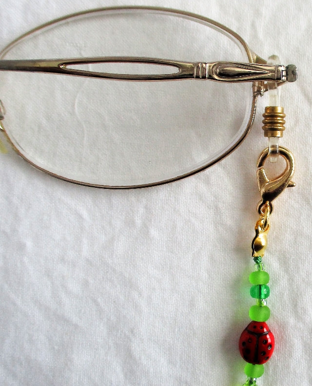 Red Ladybug Beaded Eyeglass Chain - juicybeads jewelry