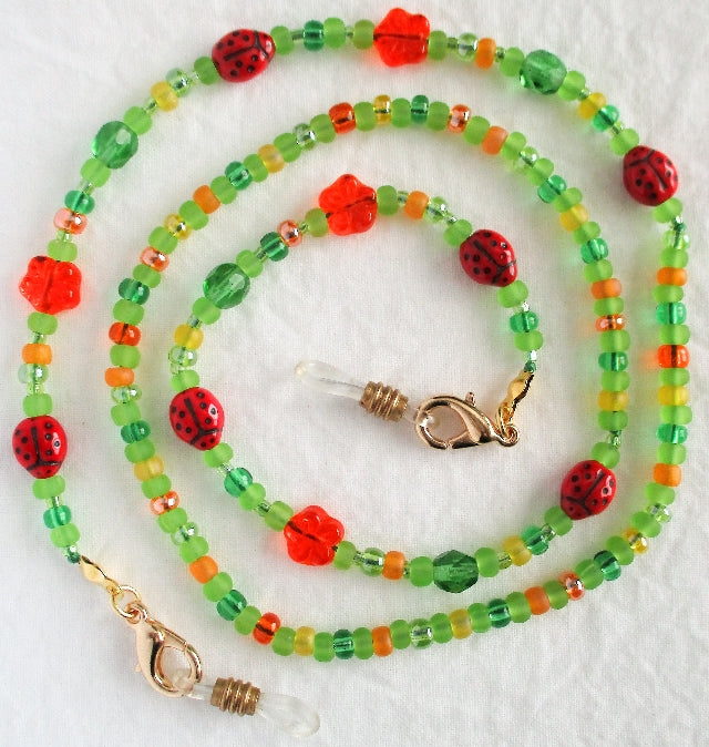 Red Ladybug Beaded Eyeglass Chain - juicybeads jewelry
