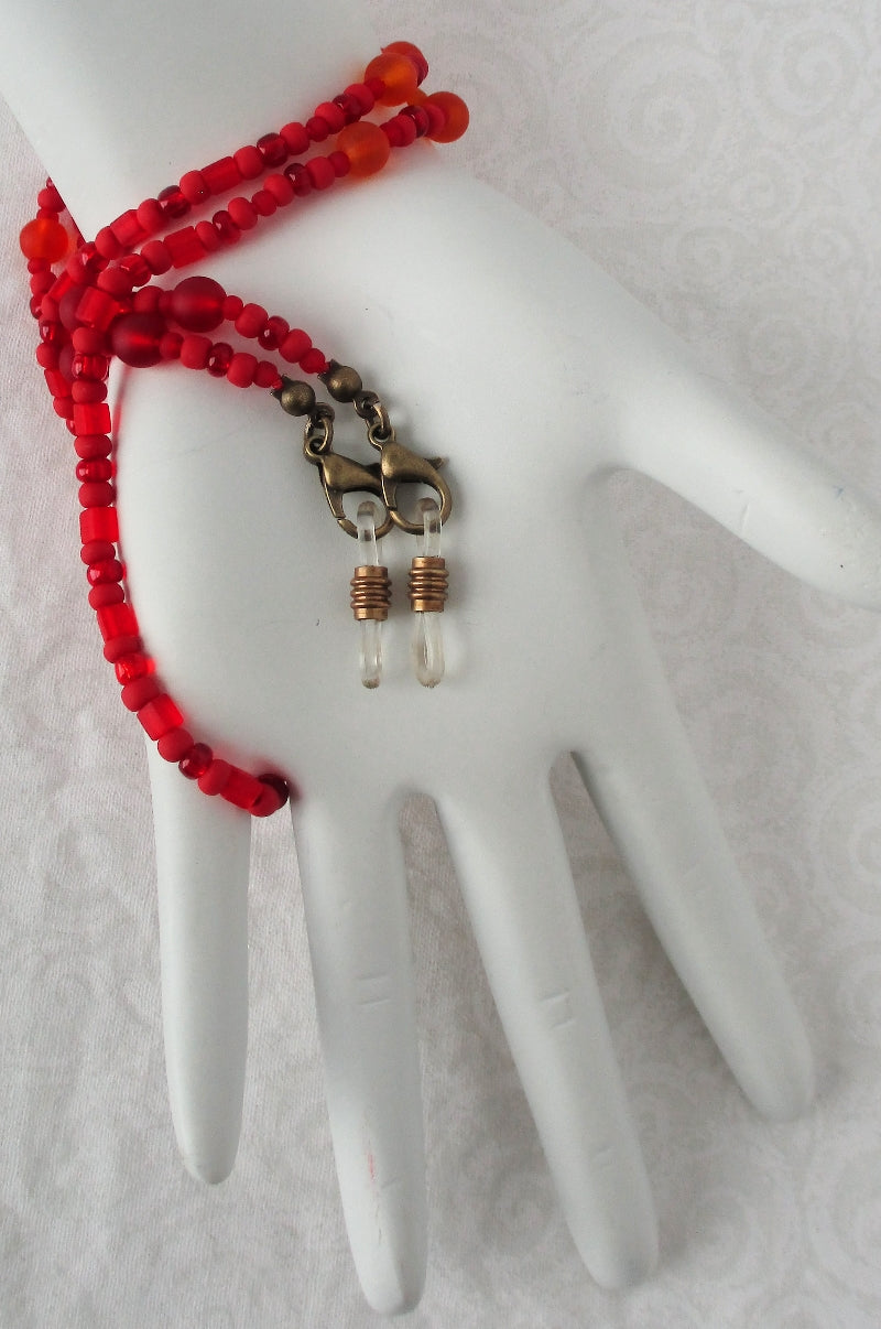 Red Orange Beaded Eyeglass Chain - juicybeads jewelry