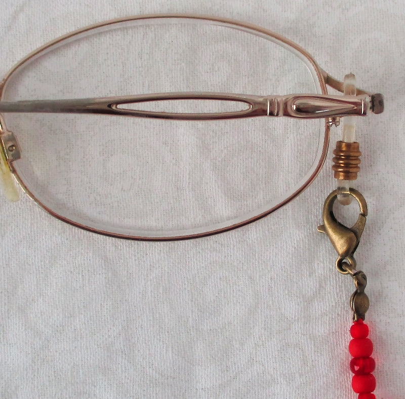 Red Orange Beaded Eyeglass Chain - juicybeads jewelry