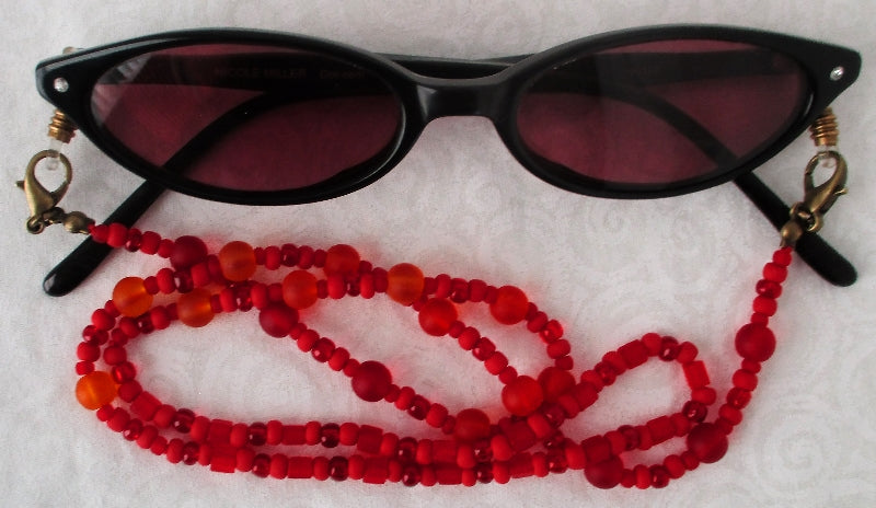 Red Orange Beaded Eyeglass Chain - juicybeads jewelry