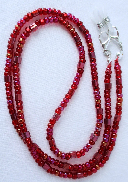Red AB Beaded Eyeglass Chain - Juicybeads Jewelry