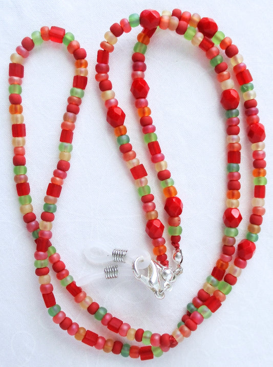 Red Beaded Eyeglass Chain - Juicybeads Jewelry