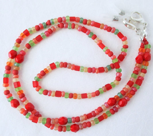 Red Beaded Eyeglass Chain - Juicybeads Jewelry