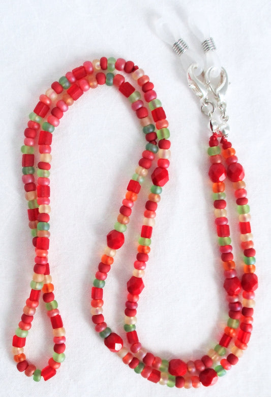 Red Beaded Eyeglass Chain - Juicybeads Jewelry