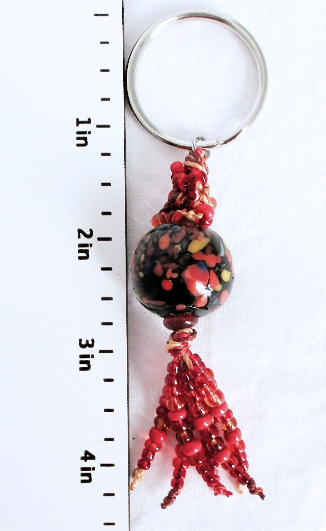 Red & Brown Beaded Keychain - Juicybeads Jewelry