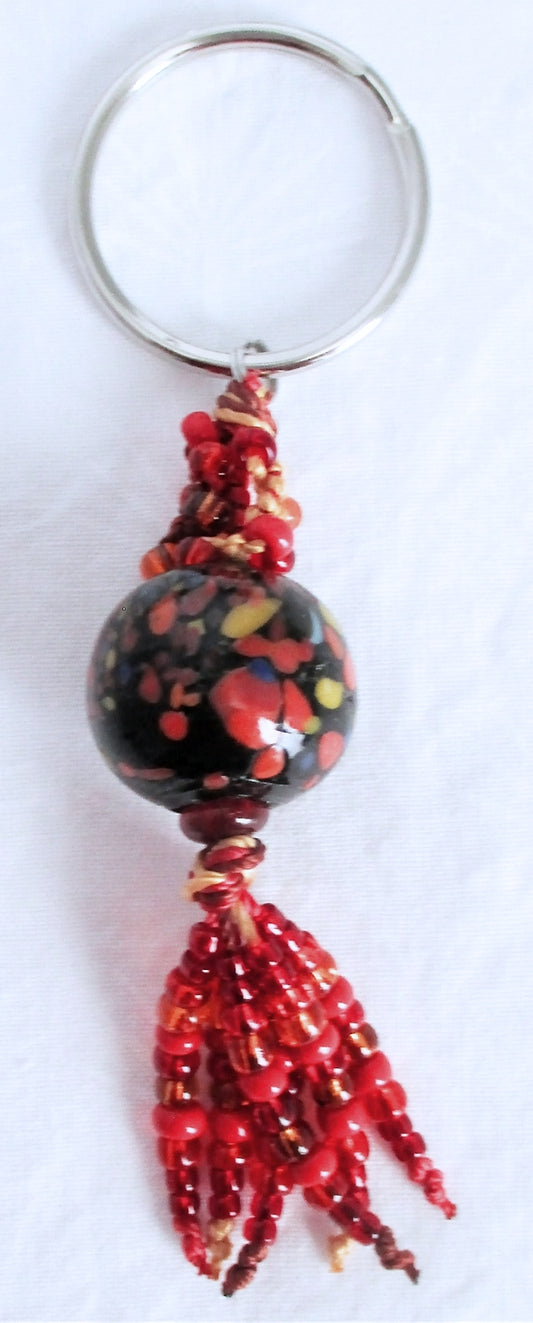 Red & Brown Beaded Keychain - Juicybeads Jewelry