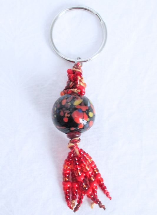 Red & Brown Beaded Keychain - Juicybeads Jewelry