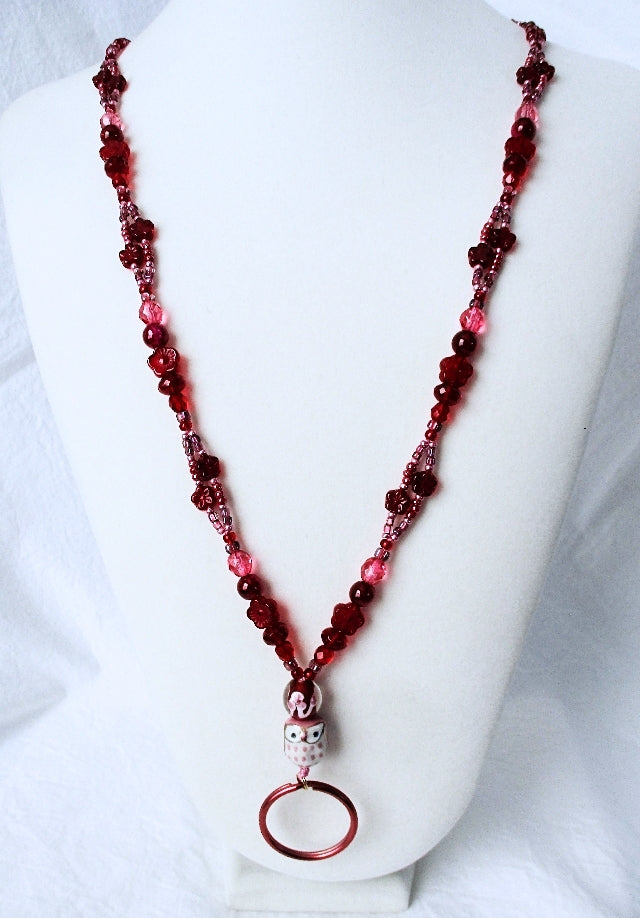 Red Flower Beaded Lanyard - Juicybeads Jewelry