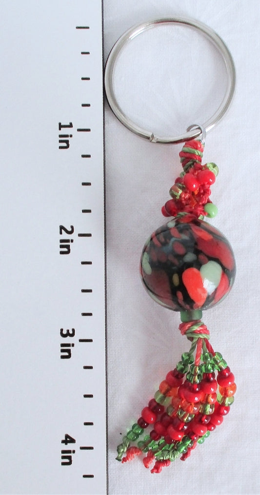 Red & Green Beaded Keychain - Juicybeads Jewelry