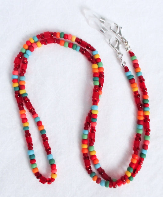 Red Multicolor Beaded Eyeglass Chain - juicybeads jewelry